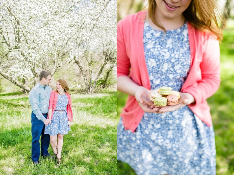 Beautiful Garden Outdoor Engagement Session with Macrons