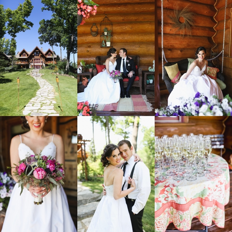 Kelly Braman Photography Log Cabin Stylish Wedding Outdoors Michigan